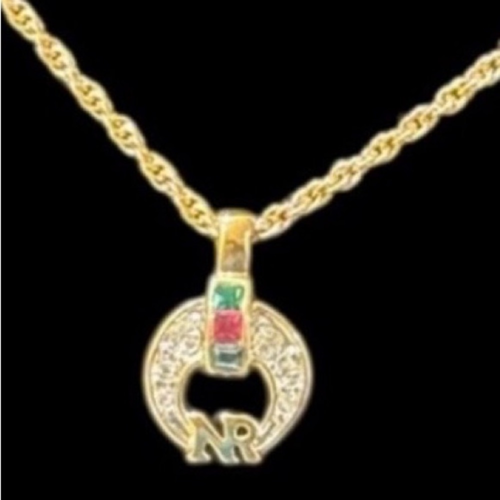 Nina Ricci Gold Necklace with Colorful Accents